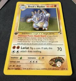 Brock's Rhydon 1st Ed Holo Rare 2/132 Gym Heroes Pokemon Card WOTC LP/NM - Image 4