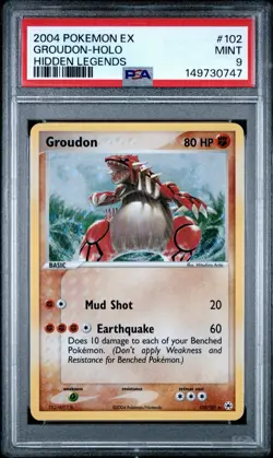 PSA 9 GROUDON 102 HOLO SWIRL !!! EX HIDDEN LEGENDS POKEMON MINT 9 - Image 1