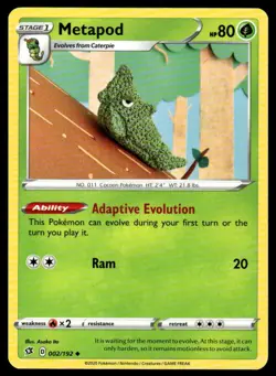 POKEMON METAPOD REBEL CLASH 002/192 UC NM/M Asako Ito - Image 1