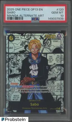 2025 One Piece OP13 En Manga Alternate Art #120 Sabo PSA 10 GEM MINT - Image 1