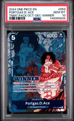 2024 ONE PIECE OP07-053 WINNER PACK 2024 OCT-DEC PROMO PORTGAS D ACE PSA 10 - Image 1