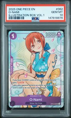 2025 ONE PIECE #062 ILLUSTRATION BOX VOL 1 PROMO O-NAMI PSA 10 GEM MINT - Image 1