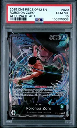 2025 ONE PIECE OP12-020 LEGACY OF THE MASTER RORONOA ZORO ALT ART LEADER PSA 10 - Image 1