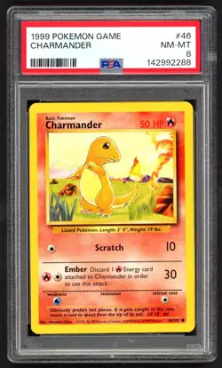 Pokemon Cards - PSA 8 Charmander 46/102 - Base Set - NM-MT - PSA8 - Image 1