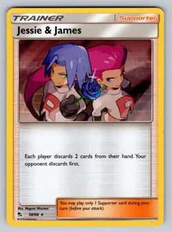 Jessie & James 58/68 Holo Rare Hidden Fates Pokemon Holo Lightly Played - Image 1