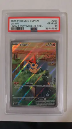 PSA 10 Victini Illustration Rare #208 2025 Pokemon Black Star Promo - Image 1
