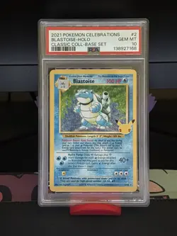 Pokemon 2021 Celebrations Classic Collection Blastoise Holo 2/102 PSA 10 - Image 1