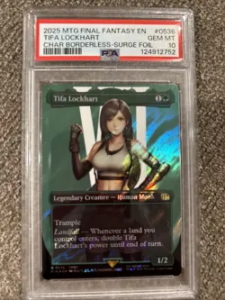 2025 MTG FINAL FANTASY CHARACTER BORDERLESS-SURGE FOIL TIFA LOCKHART PSA 10 - Image 1