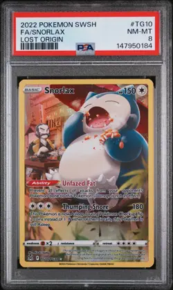 2022 POKEMON SWORD & SHIELD LOST ORIGIN #TG10 FULL ART/SNORLAX PSA 8 - Image 1