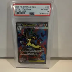 Pokemon Mega Lucario ex Ultra Rare Holo 160/132 Me01: Mega Evolution PSA 10 - Image 1
