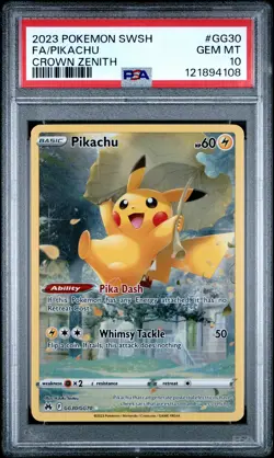 2023 POKEMON SWORD & SHIELD CROWN ZENITH #GG30 FULL ART/PIKACHU PSA 10 - Image 1