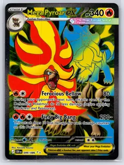 MEGA PYROAR EX 099/086 ME04: CHAOS RISING ULTRA RARE POKEMON NEAR MINT - Image 1