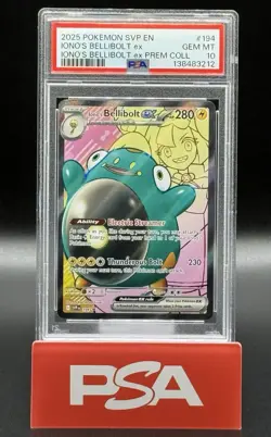 2025 POKEMON SVP EN-SV BLACK STAR PROMO 194 IONO'S BELLIBOLT EX PSA 10 - Image 1