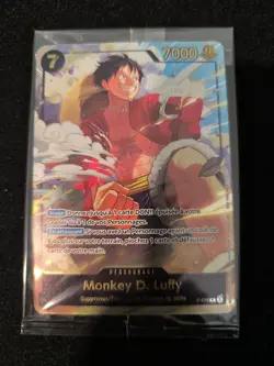CARTE ONE PIECE - PROMO P-075 MONKEY.D.LUFFY JAPAN EXPO PROMO GOLD FOIL FRENCH - Image 1