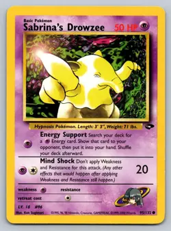 Sabrina's Drowzee 95/132 Common Gym Challenge Pokemon Unlimited Lightly Played - Image 1