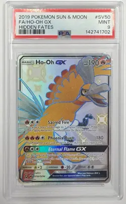 2019 Pokemon Ho-Oh GX SV50/SV94 Hidden Fates Shiny Holo Rare PSA 9 - Image 1
