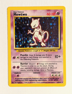 Pokemon TCG Mewtwo Base Set 10 / 102 Rare Holo Unlimited NM - Image 1