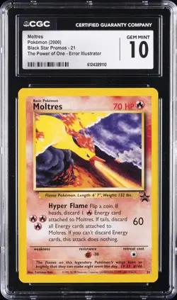 2000 POKEMON #21 MOLTRES CGC 10 GEM MINT - Image 1