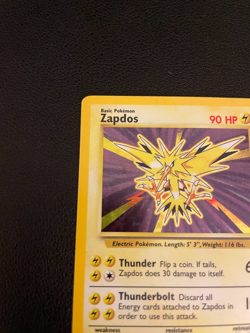 Zapdos 16/102 Base Set Holo Unlimited Rare Card Pokemon Card 1999 WoTC LP-MP - Image 3