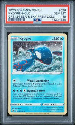 PSA 10 Pokemon Crown Zenith Sea & Sky Premium Collection Kyogre Holo #036/159 - Image 1