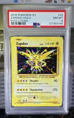 HEAVY HOLO BLEED ERROR Pokemon Zapdos 42/108 XY Evolutions PSA 8 - Image 3