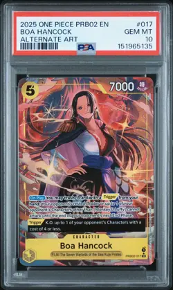 2025 ONE PIECE PRB02 #017 PREMIUM BOOSTER VOL 2 BOA HANCOCK ALT ART PSA 10 - Image 1