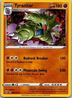 Tyranitar 088/189 Holo Rare Darkness Ablaze Pokemon Near Mint - Image 1