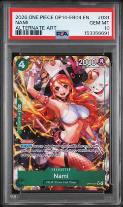 2026 ONE PIECE OP14 EB04 #031 AZURE SEA'S SEVEN NAMI ALT ART PSA 10 GEM MINT - Image 1
