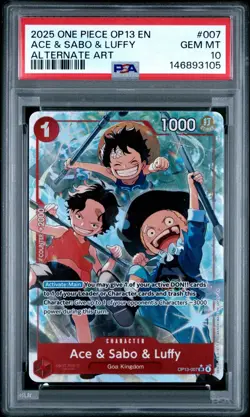 2025 ONE PIECE OP13 007 CARRYING ON HIS WILL ACE & SABO & LUFFY ALT ART PSA 10 - Image 1