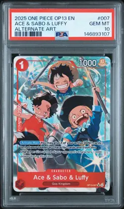 2025 ONE PIECE OP13 007 CARRYING ON HIS WILL ACE & SABO & LUFFY ALT ART PSA 10 - Image 1