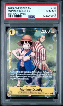 2025 ONE PIECE SET LEARN TOGETHER SAIL EVENT PROMO #111 MONKEY D LUFFY PSA 10 - Image 1