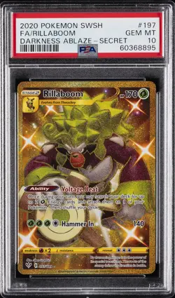 2020 POKEMON SWORD & SHIELD DARKNESS ABLAZE SECRET FULL ART/RILLABOOM PSA 10 - Image 1