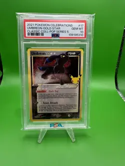 2021 Pokemon Celebrations 17/17 Umbreon Gold Star PSA 10 Classic Collection - Image 1