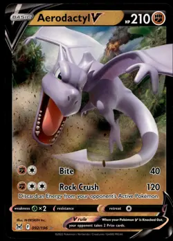 Aerodactyl V 092/196 Holo V Rare Lost Origin Pokemon Near Mint - Image 2