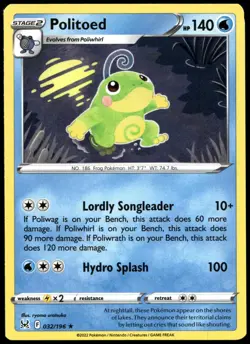 Politoed 032/196 Rare Lost Origin Pokemon Near Mint - Image 2