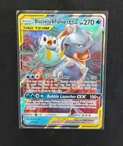 Blastoise & Piplup GX 38/236 NM Sun & Moon Cosmic Eclipse Holo Pokemon TCG - Image 1
