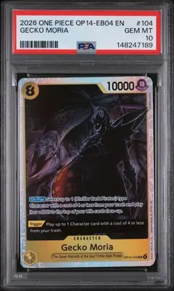 2026 ONE PIECE OP14-EB04-THE AZURE SEA'S SEVEN #104 GECKO MORIA PSA 10 (Q189 - Image 1