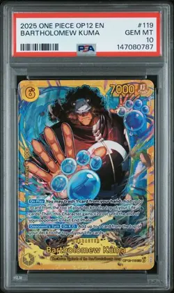 2025 ONE PIECE OP12-LEGACY OF THE MASTER #119 BARTHOLOMEW KUMA PSA 10 (787 - Image 1