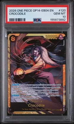 2026 ONE PIECE OP14-EB04-THE AZURE SEA'S SEVEN #120 CROCODILE PSA 10 (Q882 - Image 1
