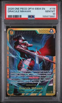 2026 ONE PIECE OP14-EB04-THE AZURE SEA'S SEVEN #119 DRACULE MIHAWK PSA 10 (Q881 - Image 1