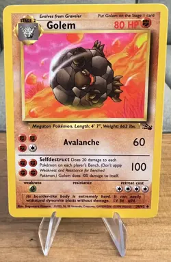 Golem #76 Non-Holo Pokemon Card Lightly Played 36/62 Uncommon Fossil Set 1999 - Image 1