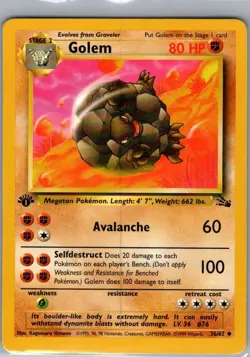 Golem 36/62 Non Holo Fossil - Pokemon Card - LP - Image 1