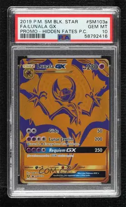 Lunala GX (Full Art) Holo Pokemon Sun & Moon Black Star Promo PSA 10 GEM MT - Image 1
