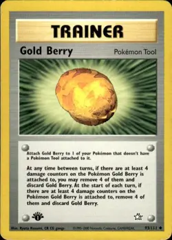 Pokemon Gold Berry 1st ed Neo Genesis 093/111 Light Play LP+ or Better - Image 1
