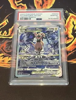 2023 POKEMON SWORD & SHIELD CROWN ZENITH #GG43 FULL ART/ZERAORA VSTAR PSA 10 - Image 1