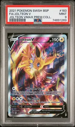 2021 POKEMON SWSH BLACK STAR PROMO #183 FA/JOLTEON V PSA 9 - Image 1