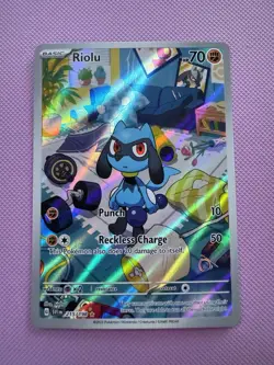 Pokemon Riolu TCG Scarlet & Violet Base Set Holo Card 215/198 Illustration Rare - Image 1