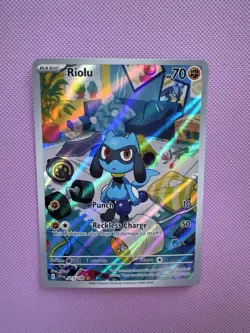 Pokemon Riolu TCG Scarlet & Violet Base Set Holo Card 215/198 Illustration Rare - Image 3