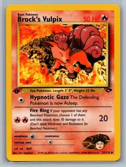 Brock's Vulpix Gym Challenge #037/132 Uncommon 1st Edition Pokemon Card - Image 1
