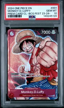 2024 ONE PIECE BANDAI GAMES FEST 23-24 PREM CARD CL PROMO MONKEY D. LUFFY PSA 10 - Image 1